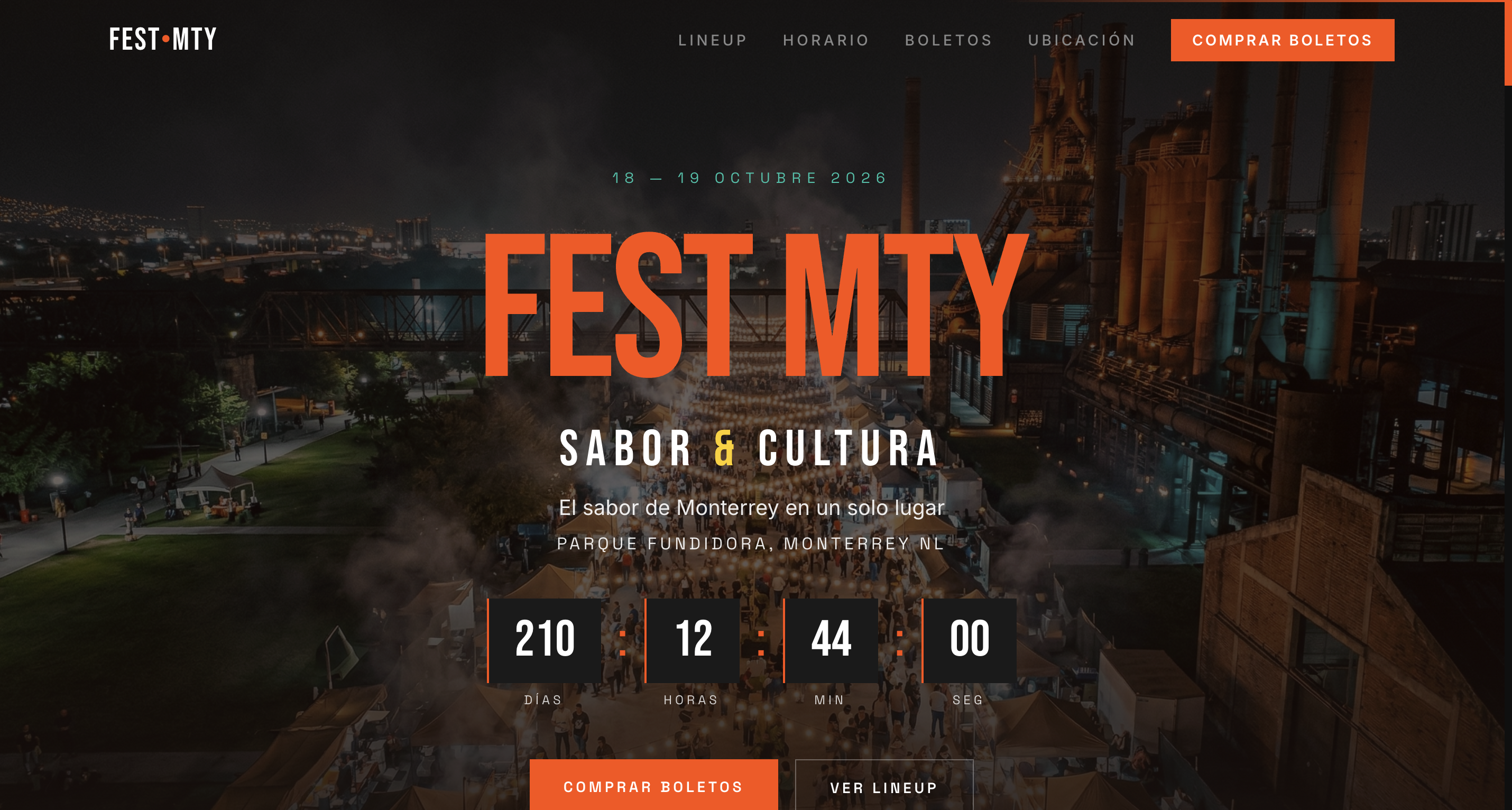 Diseño de landing page para festival gastronómico en Monterrey